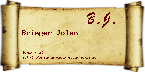 Brieger Jolán névjegykártya