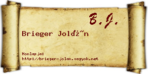 Brieger Jolán névjegykártya